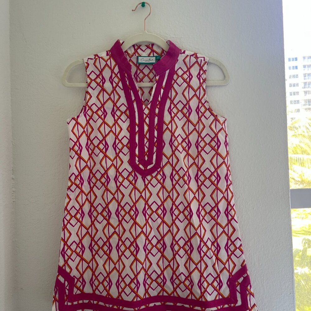 Crown & Ivy Pink Geometric Print Sleeveless Tunic Cover-Up - Picture 3 of 8